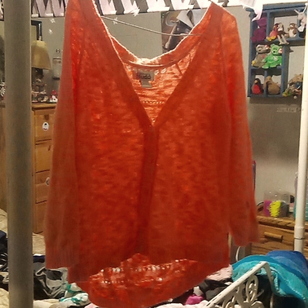 Mudd orange large cotton knit sweater